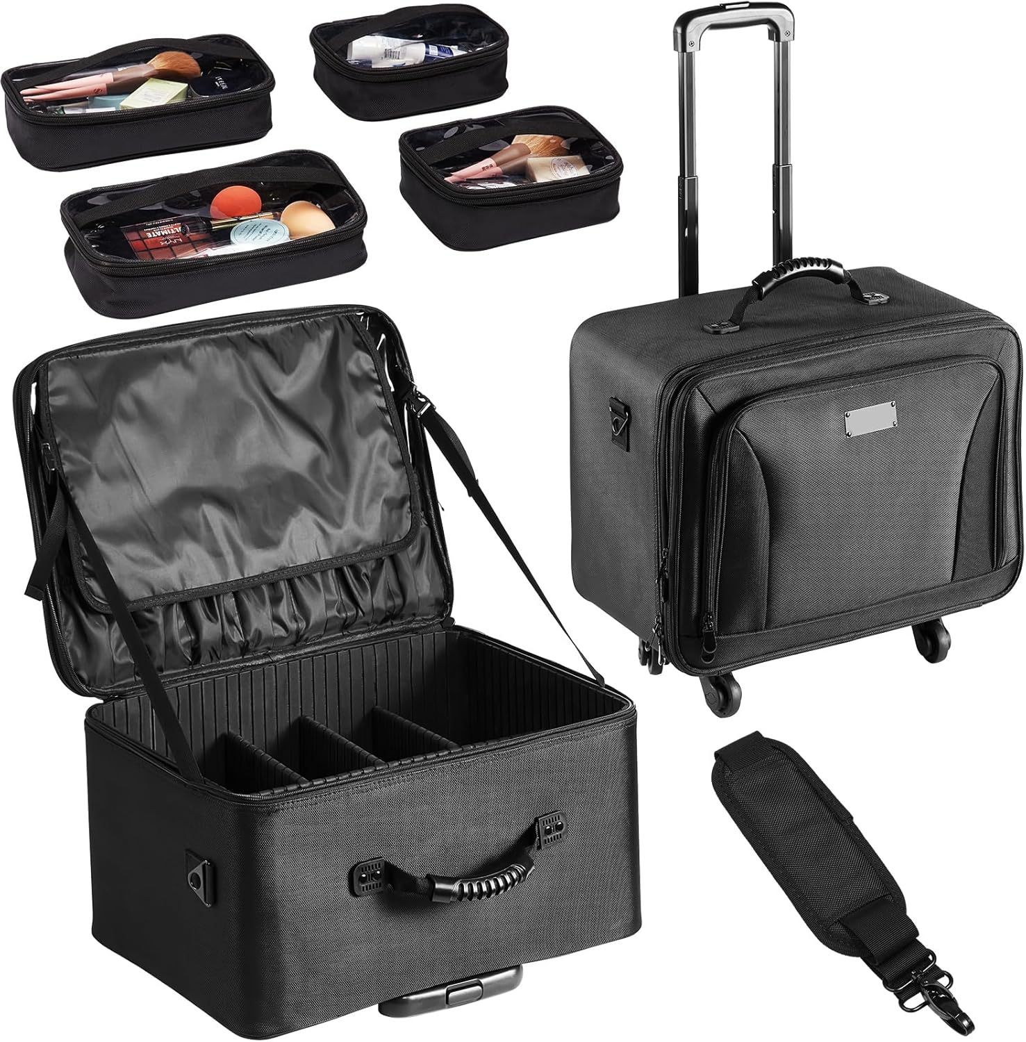 VEVOR Makeup Train Case Professional Makeup Storage Organizer Box Make Up Carrier for Women and Girls