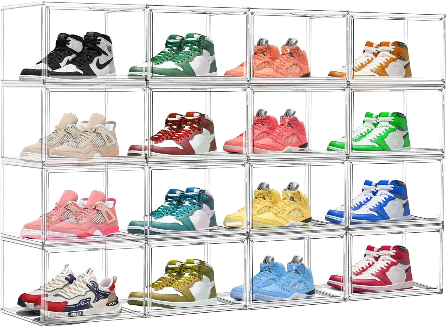 10 Pack Acrylic Shoe Boxes Stackable, Size 12 Clear Shoe Display Cases Plastic Shoe Container Boxes Sneaker Storage Bins