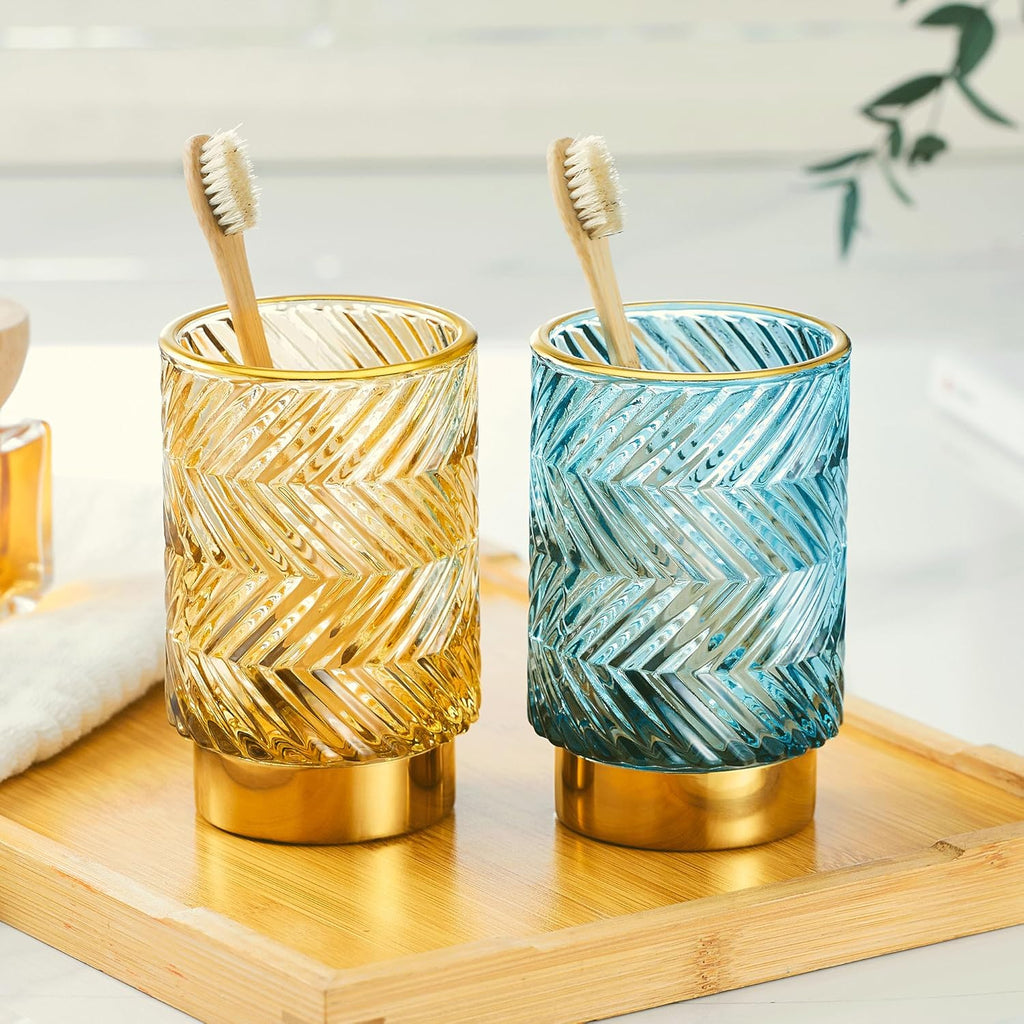 Makeup Brush Holder Organizer,Toothbrush Holders,Desk Pen Pencil Holder,Multifunctional Vintage Glass Brush Cup（A40-3-US）