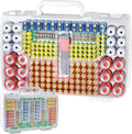 Battery Organizer Storage Case with Double-Sided, Garage Box with Tester Checker Batteries Container for 269pcs AA AAA AAAA 3A 4A 9V C D Lithium 4LR44 CR2 CR123A CR1632 CR2032 18650(Case Only)-White