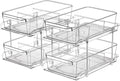 2 Set, 2 Tier Clear Organizer with Dividers for Cabinet, Shlef, Counter - MultiUse Slide-Out Storage Container - Kitchen, Pantry, Medicine Cupboard Bins, Bathroom, Vanity Makeup, Under Sink Organizing