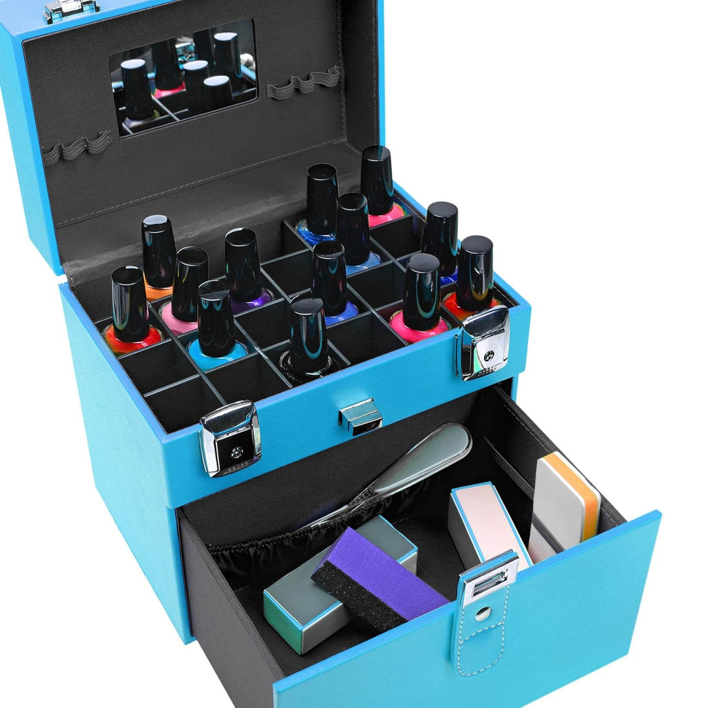 SHANY Color Matters - Makeup Travel Case Nail Accessories Organizer and Makeup Train Case - Makeup Storage Box - Vicious Blue