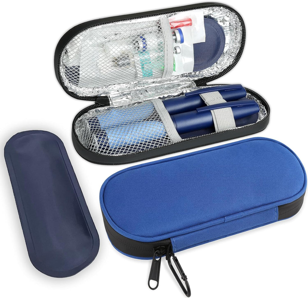 Insulin Pen Cooler Travel Case with TSA Approved Ice Packs,Diabetic Medication Insulated Cool Organizer,Insulin Pen and Other Diabetic Supplies, for the Daily Life and Trip Blue