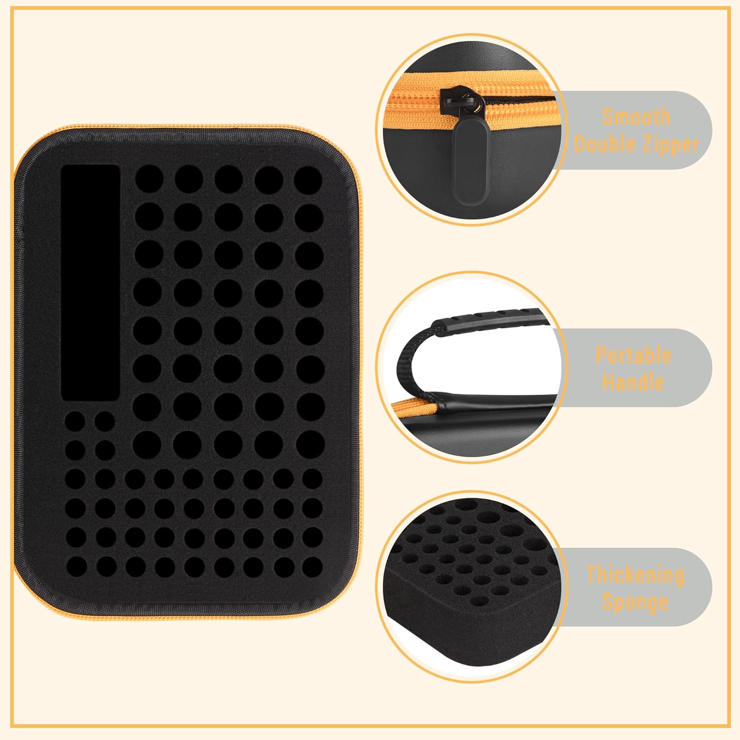 Battery Organizer Storage Case with Tester for AA AAA Button Battery Holder Carrying 3 Batteries Variety Pack 88 Batteries Zipper Mesh Bag (Batteries Not Included) (black-orange)