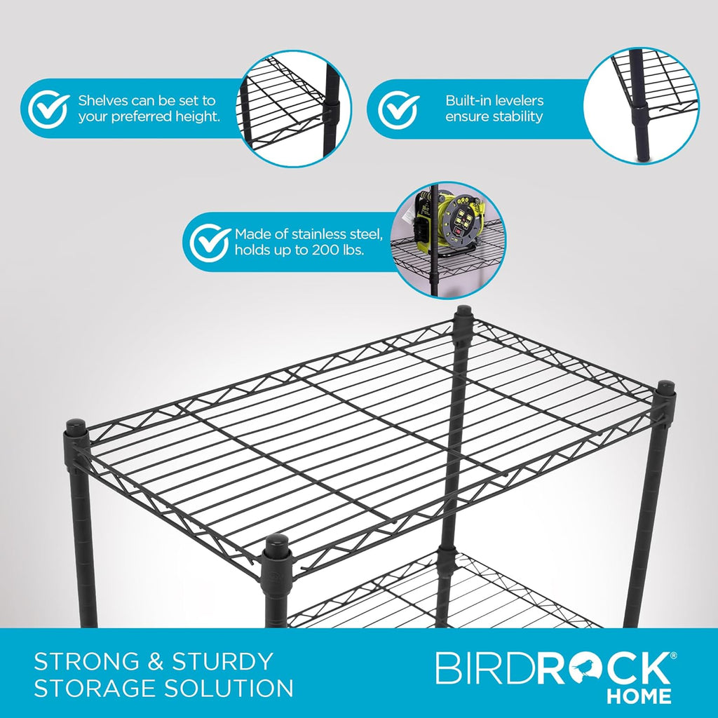 Internet's Best 4-Tier Wire Shelving | Flat Black | Heavy Duty Shelf | Wide Adjustable Rack Unit | Kitchen Storage