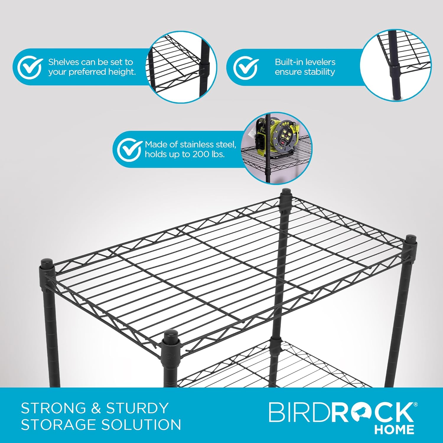 Internet's Best 4-Tier Wire Shelving | Flat Black | Heavy Duty Shelf | Wide Adjustable Rack Unit | Kitchen Storage