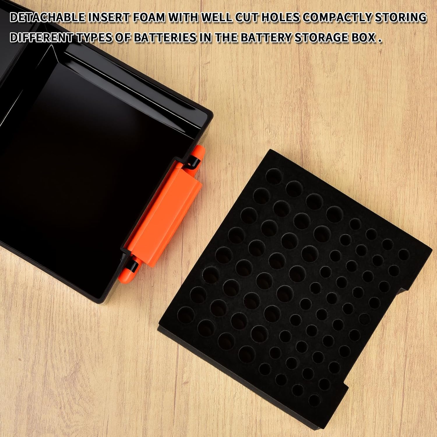 FULLCASE Battery Storage Organizer Holder Holds 72 AA AAA Batteries, Box Cases Garage Container, Home Drawer Organization Dispenser (Case Only) (Black)