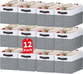 Criusia 12 Pack Large Storage Baskets for Shelves | Fabric Closet Organizers and Storage Bins with Handles for Home Organization | Decorative Collapsible Basket for Organizing Clothes Toy Nursery