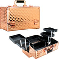 Ver Beauty Makeup Organizer, Cosmetic Travel Kit, Makeup Artist Supplies, 6-Tier Lockable Storage Box, Makeup Train Case, Aluminium Case, Lightweight & Portable Beauty Vanity (Rose Gold Glitter)