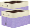 BALEINE 2 Pack Fabric Storage Bins for Shelves, Linen Storage Baskets for Organizing, Decorative Closet Bins for Clothes, Home (Lavender, 17''x13''x10.5'')