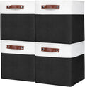 Collapsible Fabric Storage Cubes 11x11 Cube Storage Bins, 4 Pack Closet Baskets Box with Handles for Organizing, Shelf, Toys, Clothes, Home, Office, Nursery (Black&White)