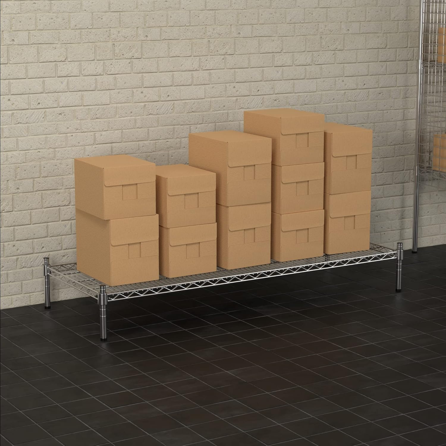 21" x 54" NSF Chrome Wire Stationary Dunnage Storage Rack with 8" Posts, Ideal for Commercial Kitchen, Home, Garage, Warehouse, Shelters