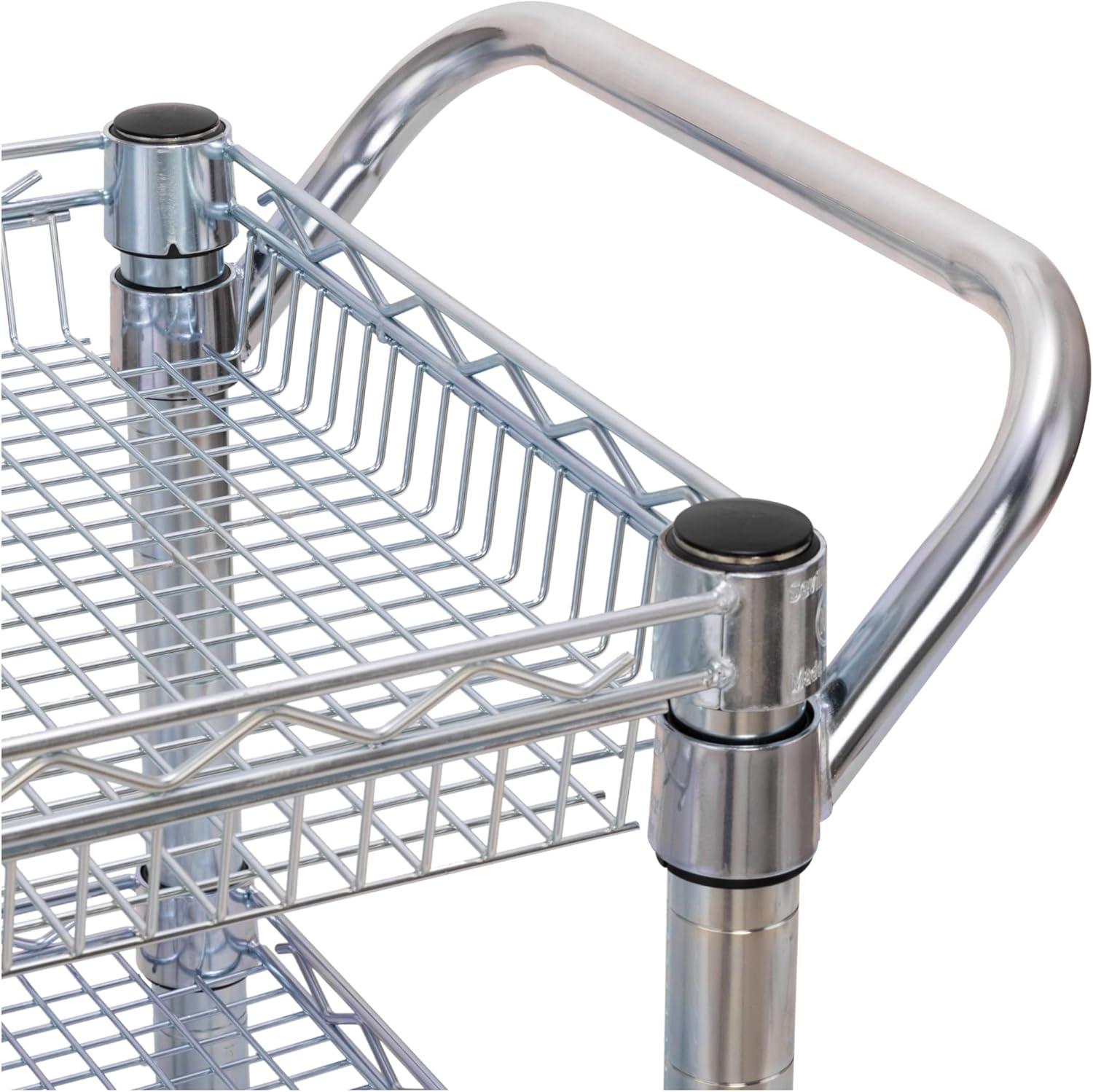 Seville Classics UltraDurable NSF Commercial Heavy Duty Metal Rolling Utility Cart, Handle Bar for Restaurant, Garage, Warehouse, Kitchen, Office, Deep Top Basket (34.8"W x 18.25"D)