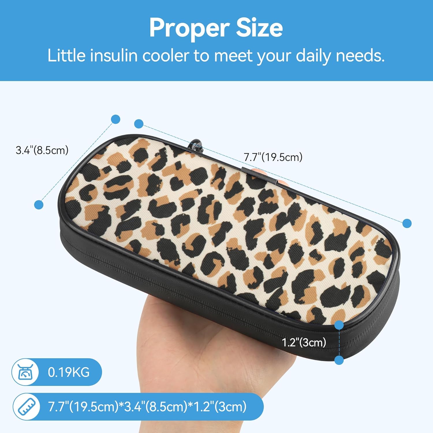 Insulin Cooler Travel Case Diabetic Medication Insulated Cool Organizer with 2 Reusable Ice Packs for Insulin Pen and Other Diabetic Supplies, for The Daily Life and Trip, Leopard Print