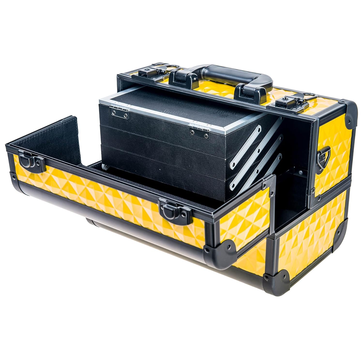 SHANY Premier Fantasy Professional Makeup Train Case Cosmetic Box Portable Makeup Case Organizer Jewelry storage with Locks, 3 Trays, Makeup Brush Holder and Cosmetics Mirror - NY Taxi