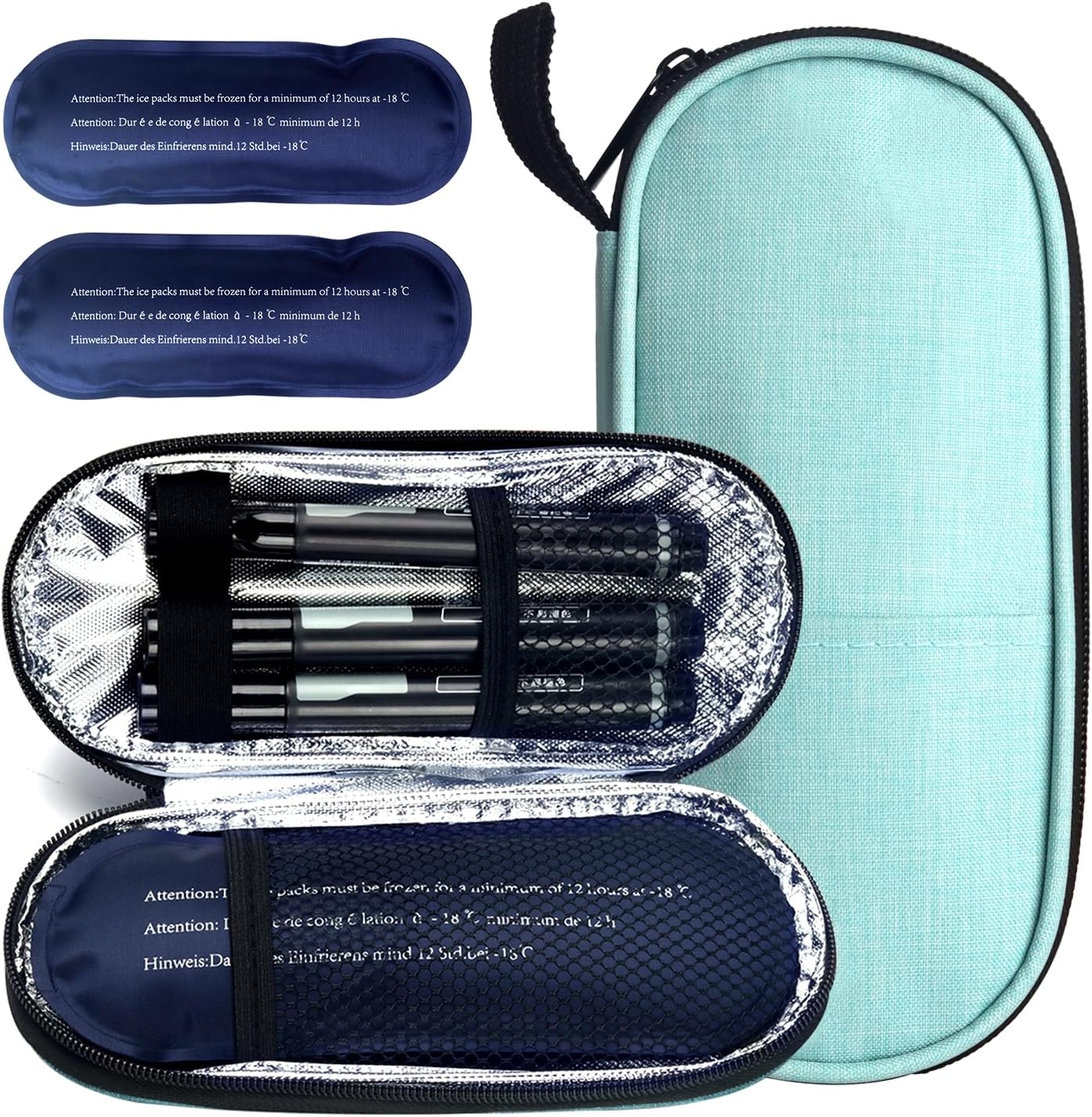 Insulin Cooler Travel Case, Medication Diabetic Cool Organizer Bag with 2 Ice Packs for Daily Life and Trip Use, Green