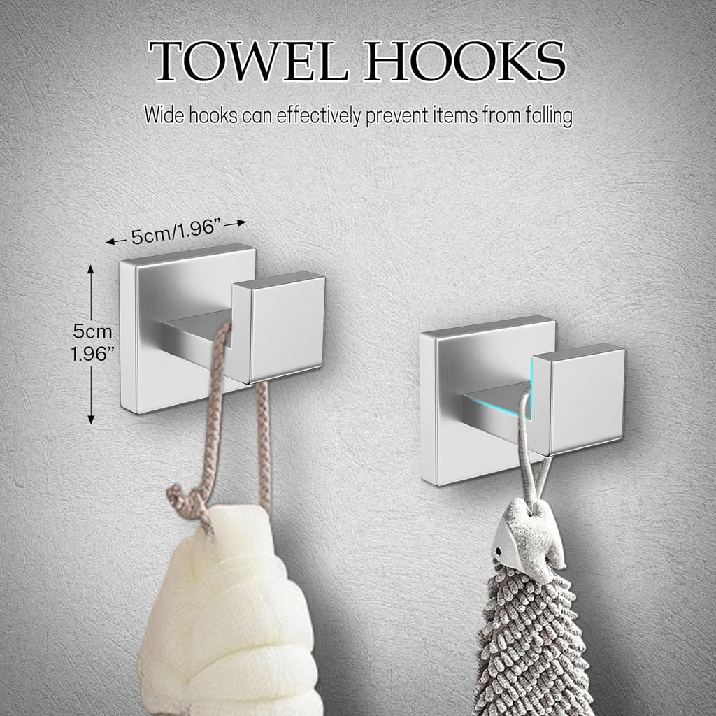 10-Pieces Brushed Nickel Bathroom Hardware Accessories Set,23.6 Inch Towel Bar Set,Stainless Steel Bathroom Hardware Set Towel Holder Set for Bathroom,Wall-Mounted Bathroom Accessories Kit