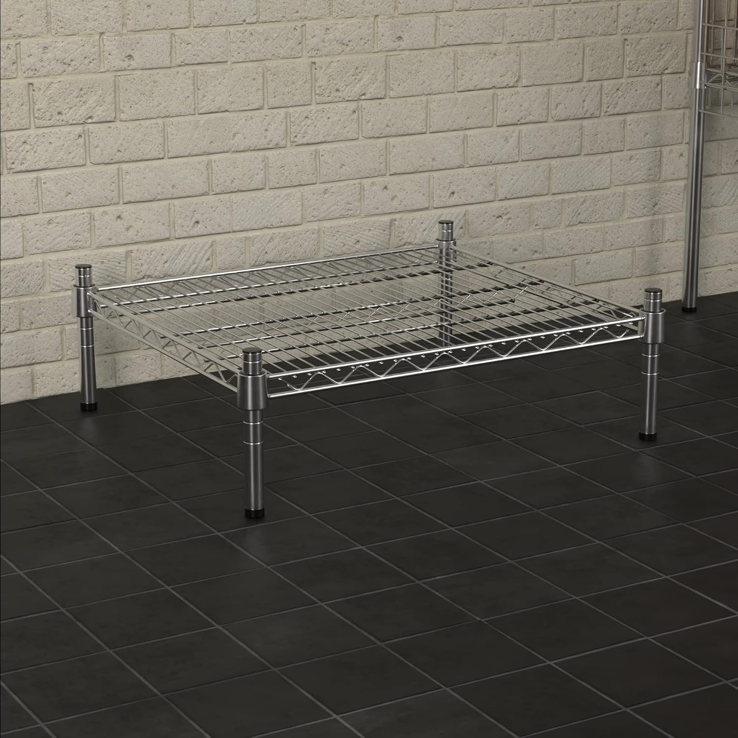 21" x 24" NSF Chrome Wire Stationary Dunnage Storage Rack with 8" Posts, Ideal for Commercial Kitchen, Home, Garage, Warehouse, Shelters