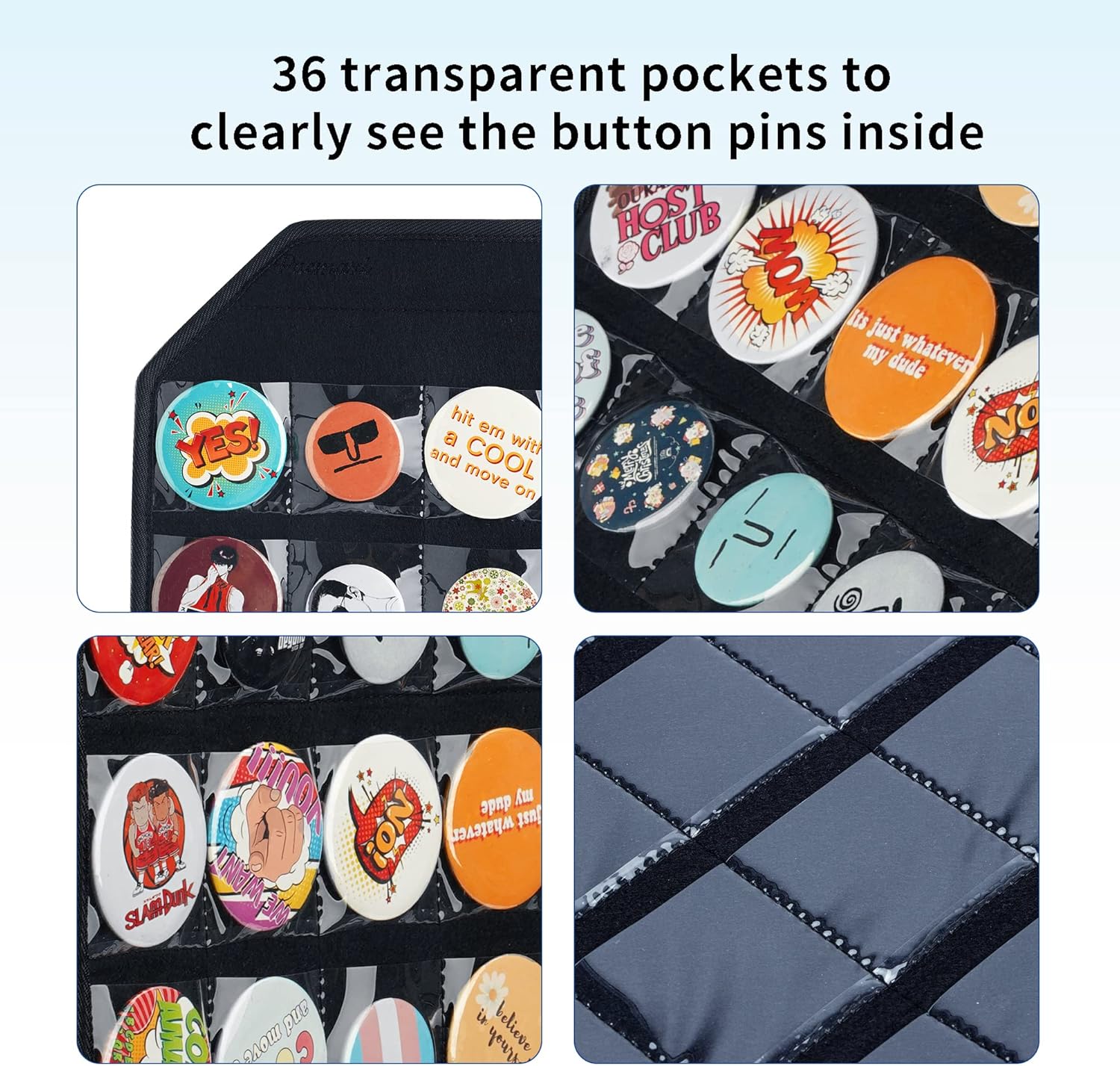 PACMAXI Wall Hanging Badge Button Pins Organizer Display Storage Stand, Enamel Pin Display Holder,hold Up To 36 Pins (Black)