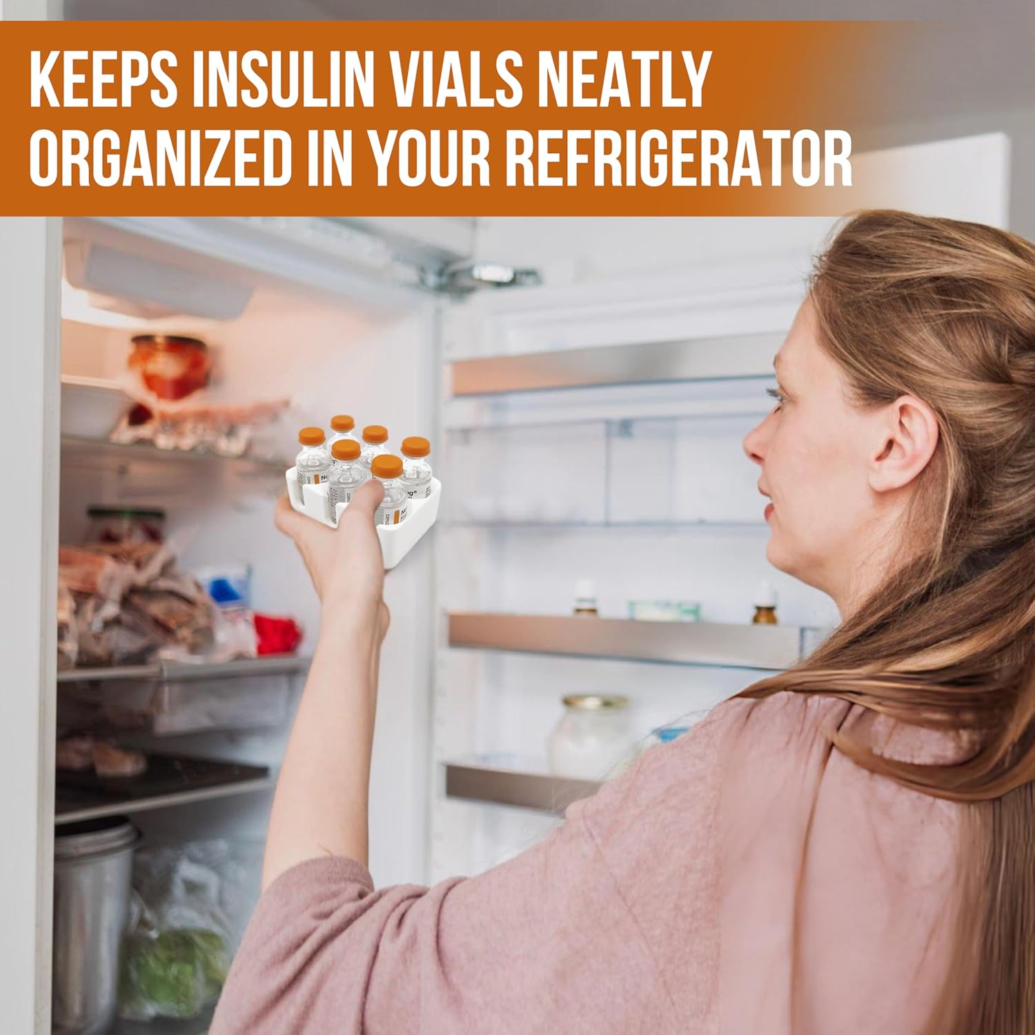 Insul-Grid: Insulin Vial Holder and Organizer for Refrigerator Storage, Diabetic Care and Space Saving, Holds 6 Standard 10 mL Vials for Insulin Like Novolog or Humalog, 23mm (0.9in) Diameter