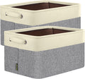 BALEINE 2 Pack Fabric Storage Bins for Shelves, Linen Storage Baskets for Organizing, Decorative Closet Bins for Clothes, Home (Grey, 14''x10''x8.5'')