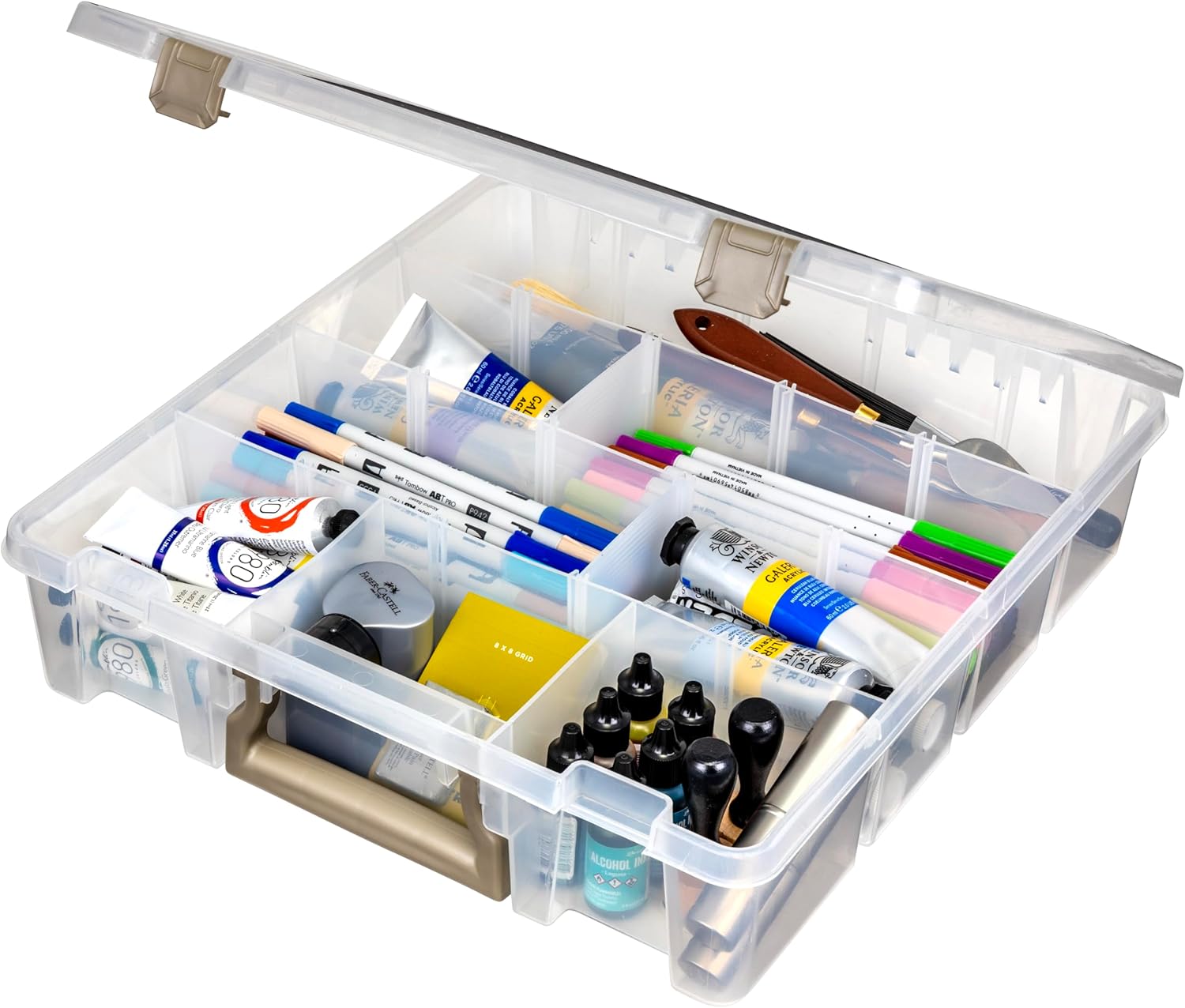 ArtBin 9007AB Super Satchel with Removable Dividers, Portable Art & Craft Organizer with Handle, [1] Plastic Storage Case, Clear