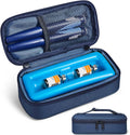 Insulin Vial Cooler Travel Case TSA Approved, 300g Reusable Ice Brick Insulin Pen Case Holds 2 Pens and 2 Vials, Long Lasting Medication Cooler for Travel Camping and Outdoor Activities (Blue)