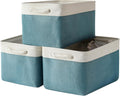 TheWarmHome Organization and Storage basket for Organizing - 3 Pack 16x12x12 inch Cube Storage Bin for Shelves, Fabric Storage Cubes for Organizer Cloth Closet Toy Box (White & Green)
