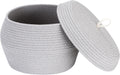 Sea Team Round Cotton Rope Storage Basket with Lid, Decorative Woven Storage Bin, Pot, Caddy, Organizer, Container for Snacks, Towels, Plants, 13 x 9 Inches (Large, Grey)