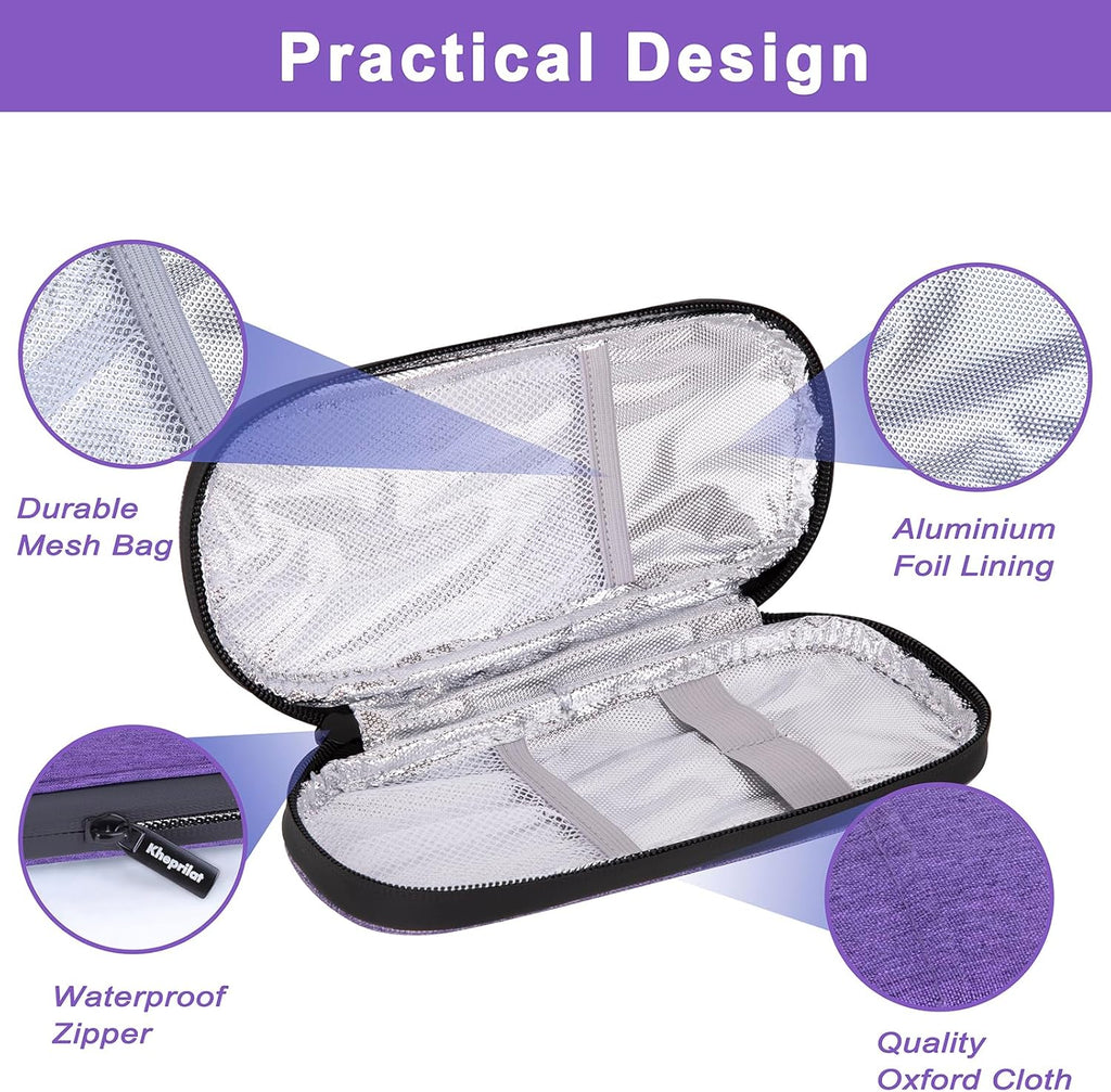 Insulin Cooler Travel Case with 90g TSA Approved Ice Packs – Insulated Diabetic Medication Bag for Insulin Pens & Supplies – Compact & Waterproof for Daily Use & Travel