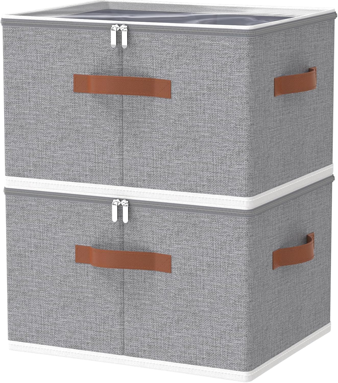 OUTBROS Large Storage Bins with Lid, Foldable Bags, Wardrobe Organiser with Handle and Zipper, Used for storing clothes, blankets, pillows, 19.7 x 15.7 x 11.8 inch, 2-Pack