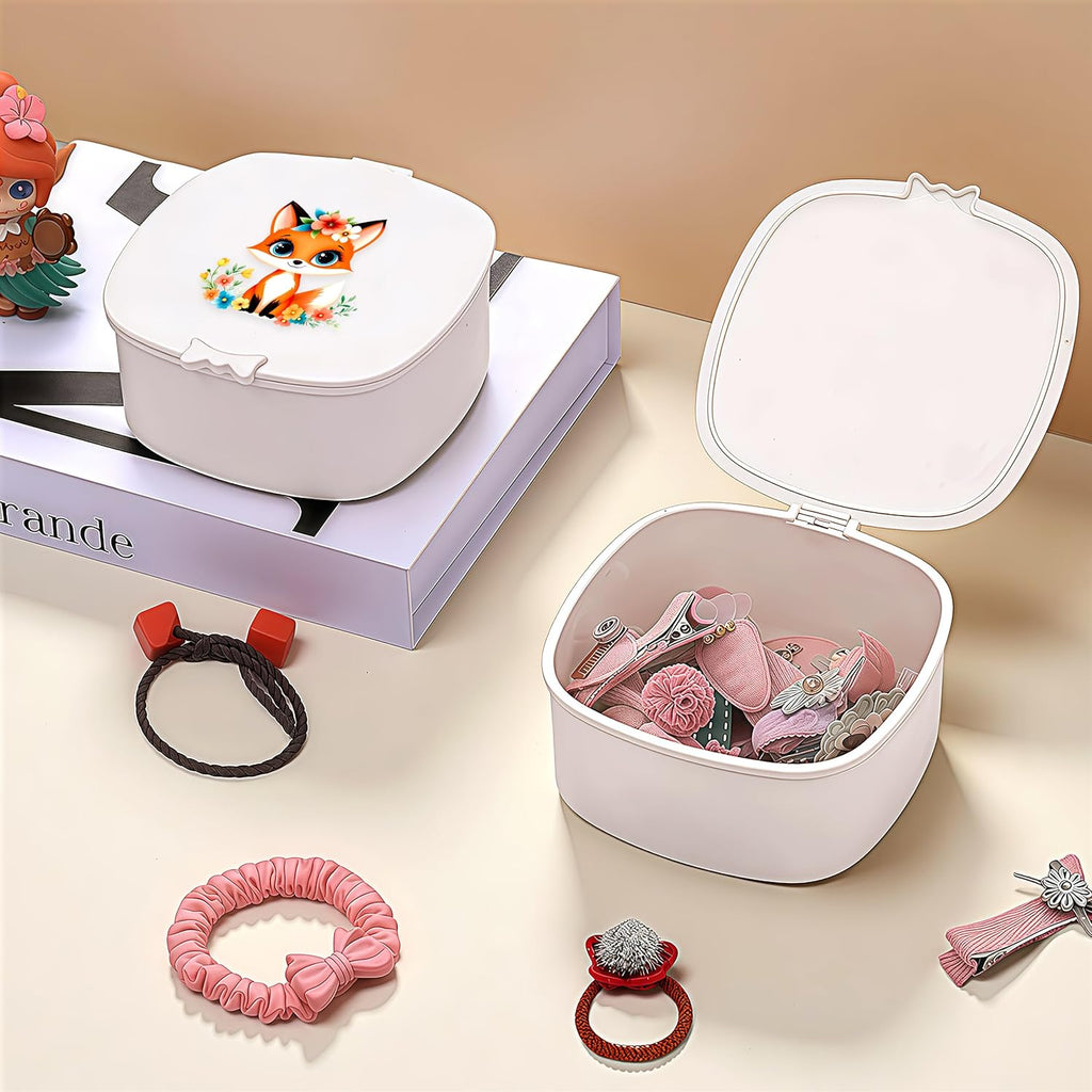 Small Hair Accessories Organizer Box For Girls Kids Teens Women, Hair clips/Ties/bands/pins/barrettes/scrunchies Organizer and Storage! (Fox)