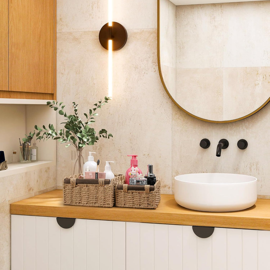 Storage Basket Wicker Baskets for Organizing Toilet Paper Storage Basket for Toilet Tank Top,Cream