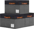 GhvyenntteS Extra Large Storage Bins with Lids, Foldable Fabric Storage Boxes with Lids and Handles, Storage Baskets with Lid and Label for Home Office (3 Pack, Grey&Black, 15.75" x 11.8" x 10.2")