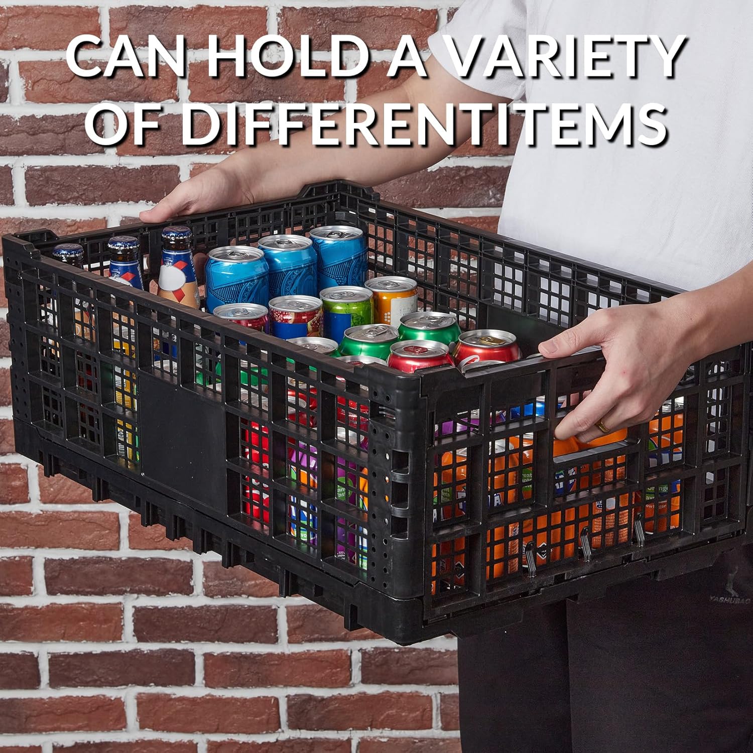 Collapsible Storage Crates, 52 Liter Heavy Duty Foldable Plastic Crates , Storage Baskets and Bins 23.6" L x 15.7" W x 8.6" H Stackable Dairy Milk Crates for Office, Home, Toy Storage