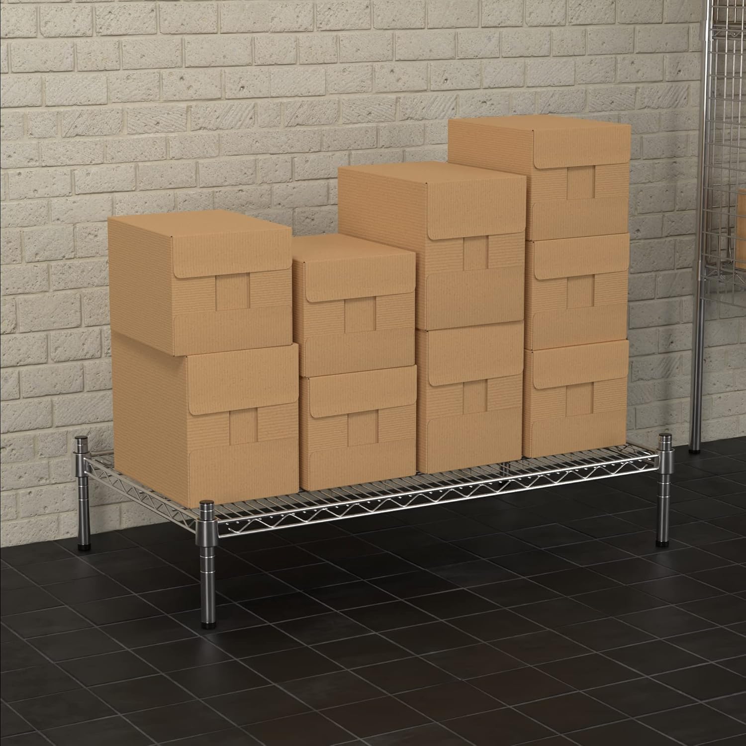 21" x 36" NSF Chrome Wire Stationary Dunnage Storage Rack with 8" Posts, Ideal for Commercial Kitchen, Home, Garage, Warehouse, Shelters