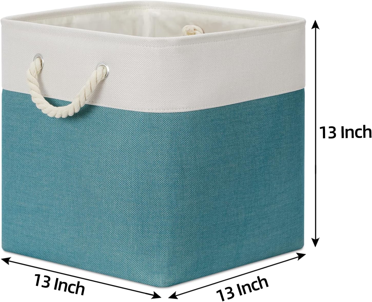 Bidtakay Fabric Baskets for Closets Shelves Lined Set of 3 Large Square Collapsible Storage Bins for Organizing 13 X 13 Cube Storage Bins for Pantry Organization Storage(Teal Blue)