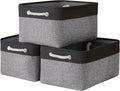 TcaFmac Storage Bins for Organization - Large 3 Pack Fabric Storage Basket for Shelves with Handles, Organizer Baskets for Organizing for Closet Cloth Dog Toy Baby (Black& Grey 16x12x8 inch)