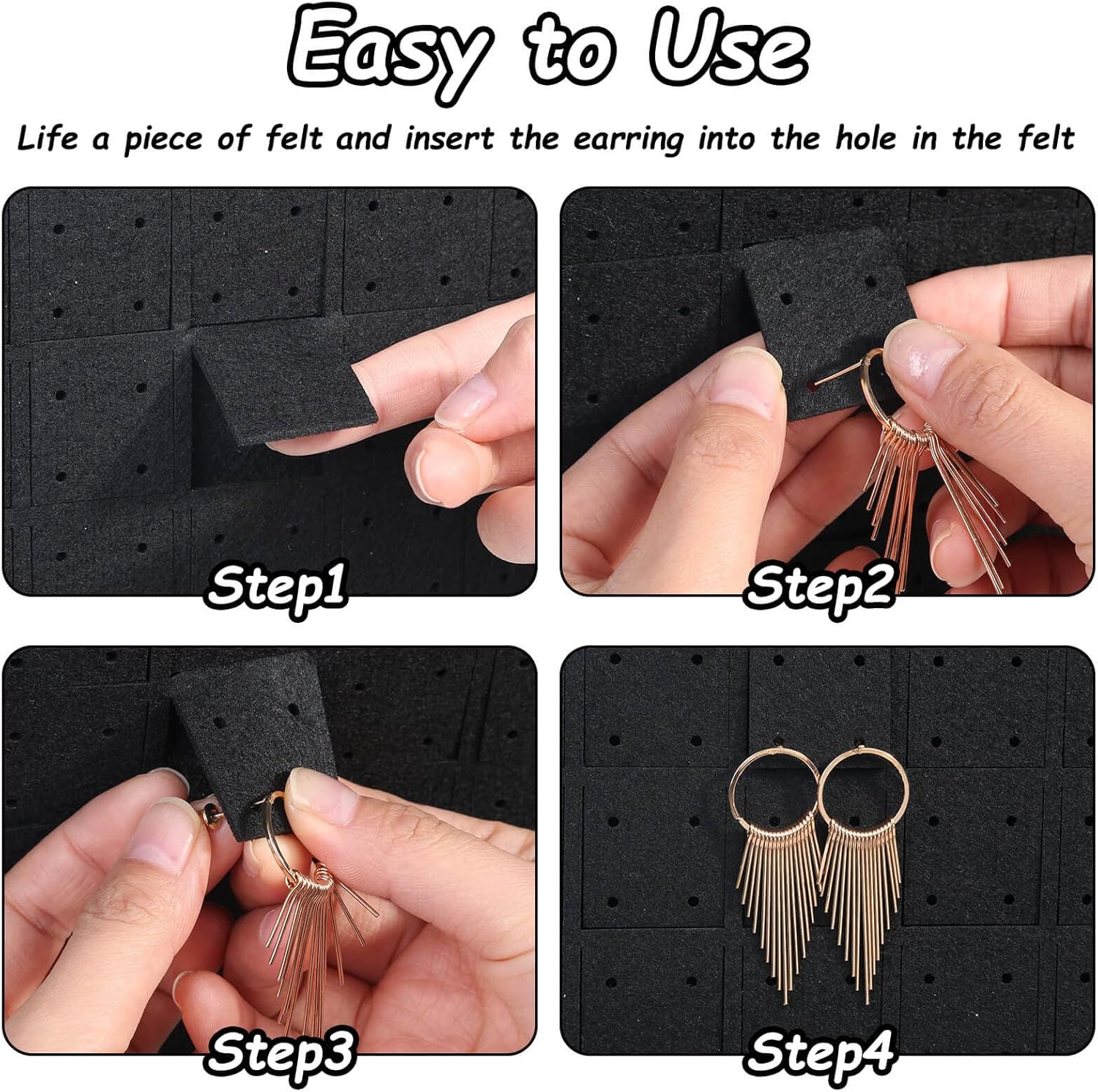 Caffox Hanging Earring Holder, Large Earring Organizer with 20Pcs Extra Hooks for Earrings, Necklaces, Bracelets, Jewelry and Sunglasses, Wall Earring Display for Home, Holds Up To 300 Pairs