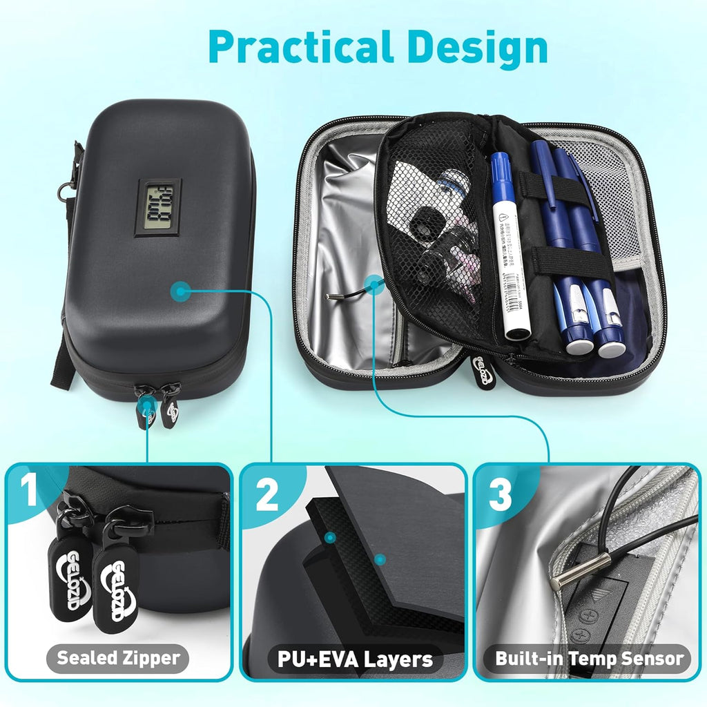 Insulin Cooler Travel Case Diabetic Medication Insulated Cool Organizer with 2 Reusable Ice Packs for Insulin Pen and Other Diabetic Supplies, for the Daily Life and Trip, Pink Color