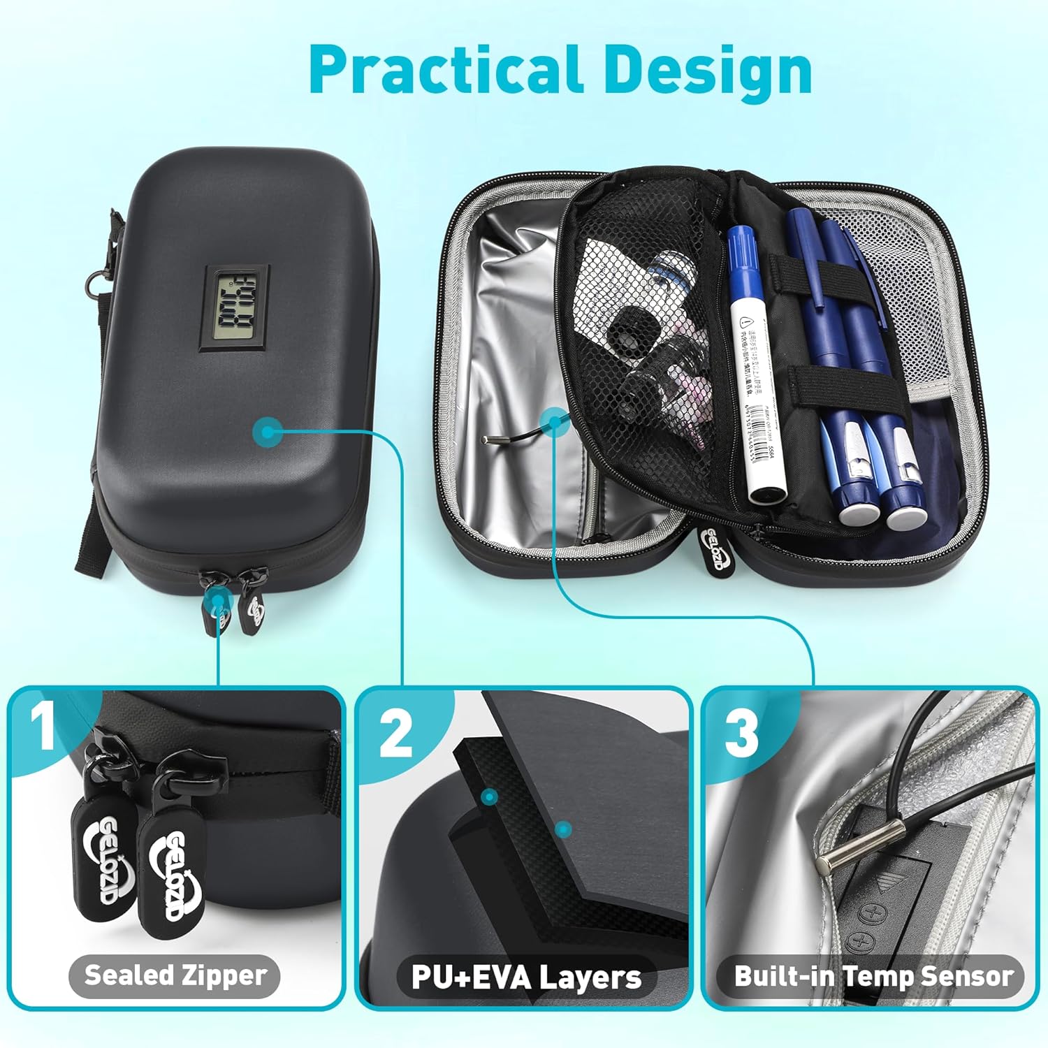 Insulin Cooler Travel Case Diabetic Medication Insulated Cool Organizer with 2 Reusable Ice Packs for Insulin Pen and Other Diabetic Supplies, for the Daily Life and Trip, Pink Color