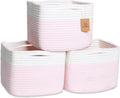 NaturalCozy Storage Cubes 9”x9”x7”Cotton Rope Woven Baskets for Organizing 3-Pack | 9 Inch Cube Storage Bin | Small Basket for Shelf Nursery, Pantry, Decorative Plant, Bathroom Closet, Toy Gift