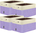 BALEINE 4 Pack Fabric Storage Bins for Shelves, Linen Storage Baskets for Organizing, Decorative Closet Bins for Clothes, Home (Lavender, 14''x10''x8.5'')