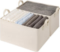 StorageWorks Storage Bins, Shelves Baskets for Organizing, 45L Extra Large Fabric Closet Organizers with Handles, Metal Frame, Beige（Cotton-linen）, 2-Pack
