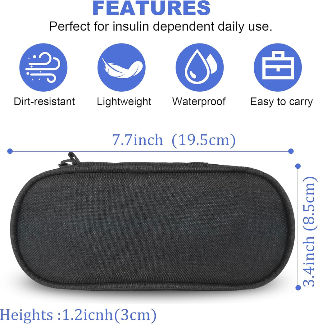 Insulin Pen Cooler Travel Case with TSA Approved Ice Packs,Diabetic Medication Insulated Cool Organizer,Insulin Pen and Other Diabetic Supplies, for the Daily Life and Trip Black