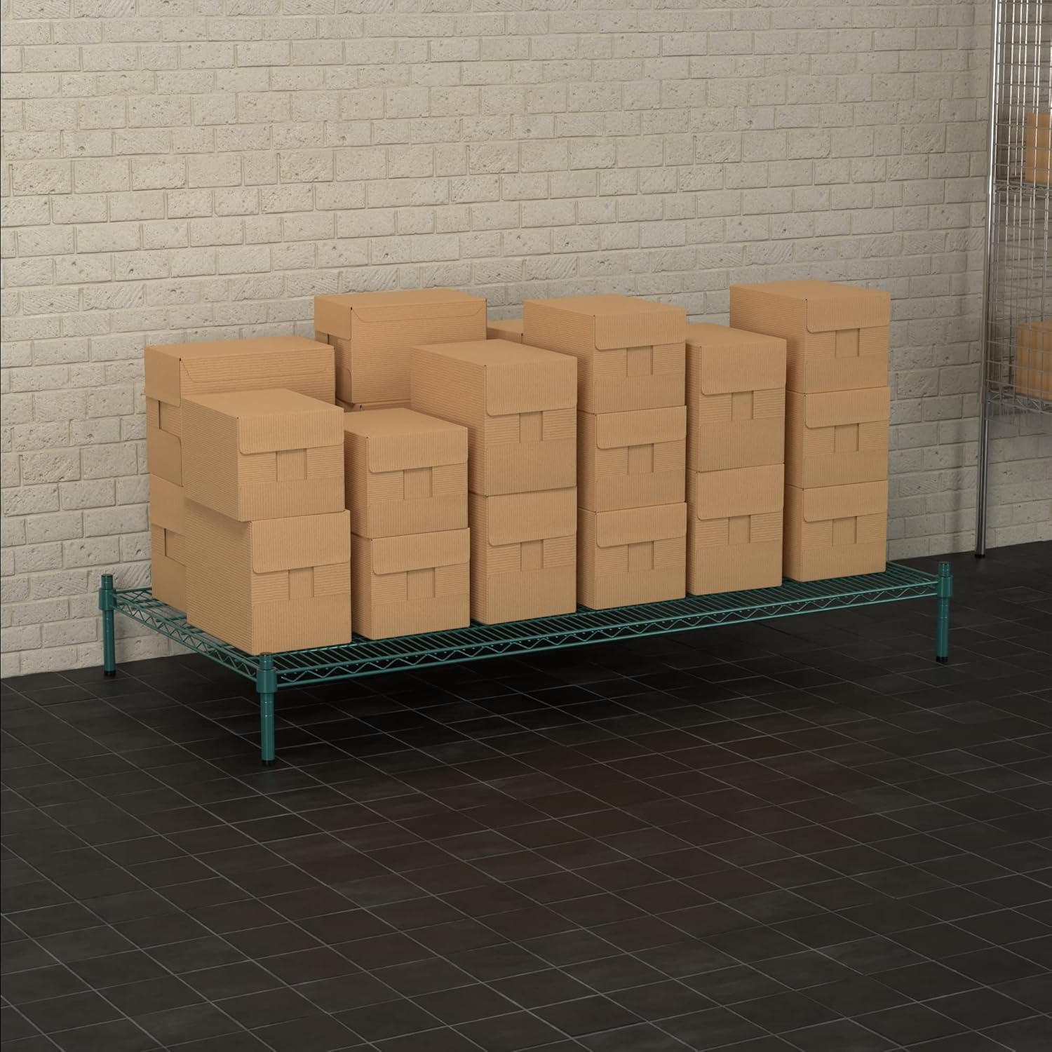 30" x 60" NSF Green Wire Stationary Dunnage Storage Rack with 8" Posts Ideal for Commercial Kitchen Home Garage Warehouse Shelters