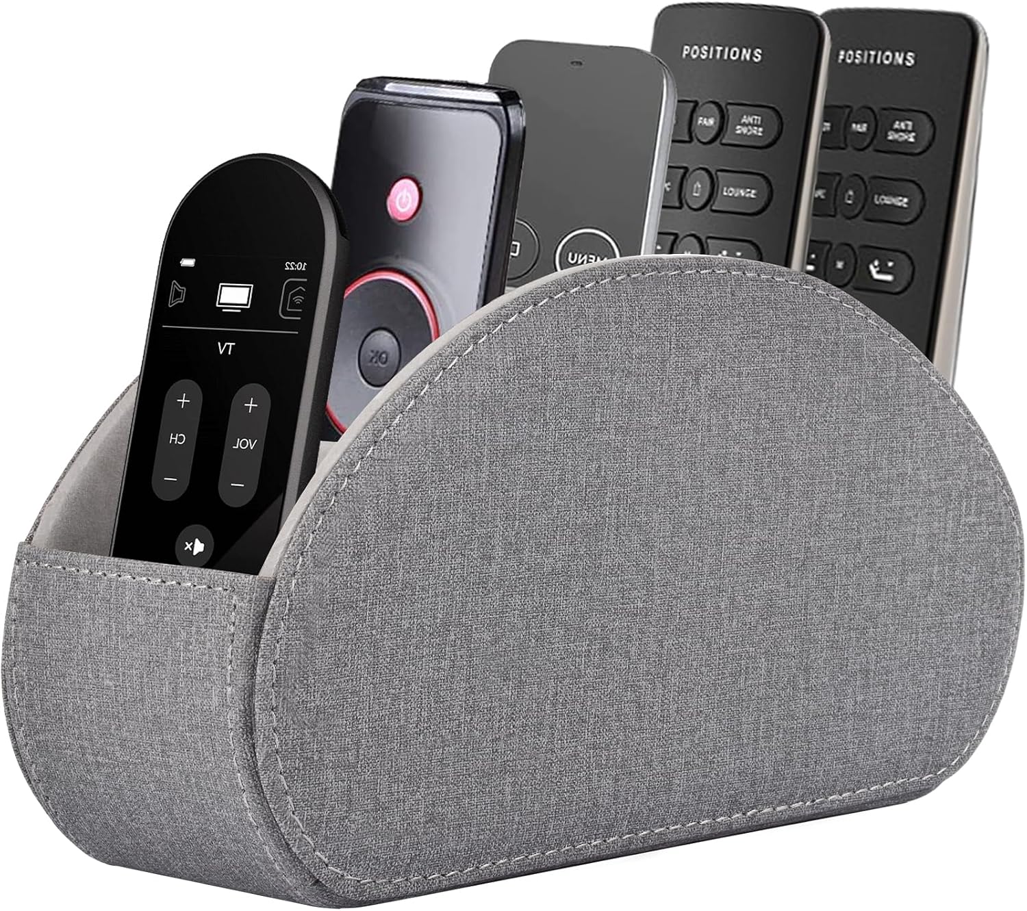 Remote Control Holder,TV Remote Caddy/Box with 5 Compartments,Bedside Table Organizer for Controller,Glasses,makeup brushes,jewelry and Media Player,Pen/Pencil Storage (Grey)