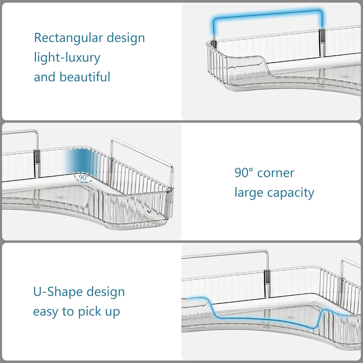 Corner Bathroom Countertop Organizer, Vanity Organizer Trays for Counter, Makeup Organizers, Perfume Tray, Skincare Shelf Storage Gifts for Women Girl Student (Smoky Gray 1 Tier)