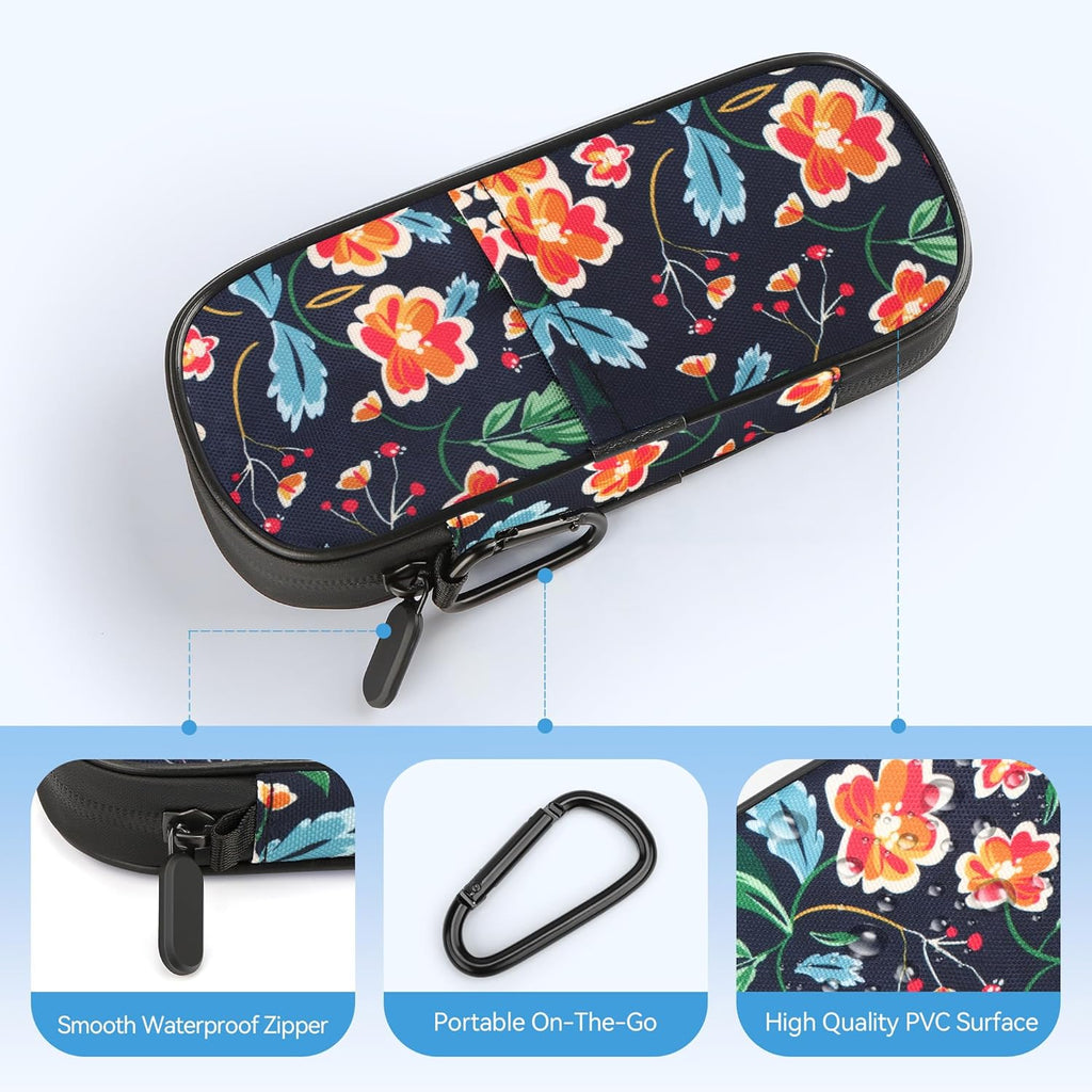 Insulin Cooler Travel Case Diabetic Medication Insulated Cool Organizer with 2 Reusable Ice Packs for Insulin Pen and Other Diabetic Supplies, for The Daily Life and Trip, Red Flower