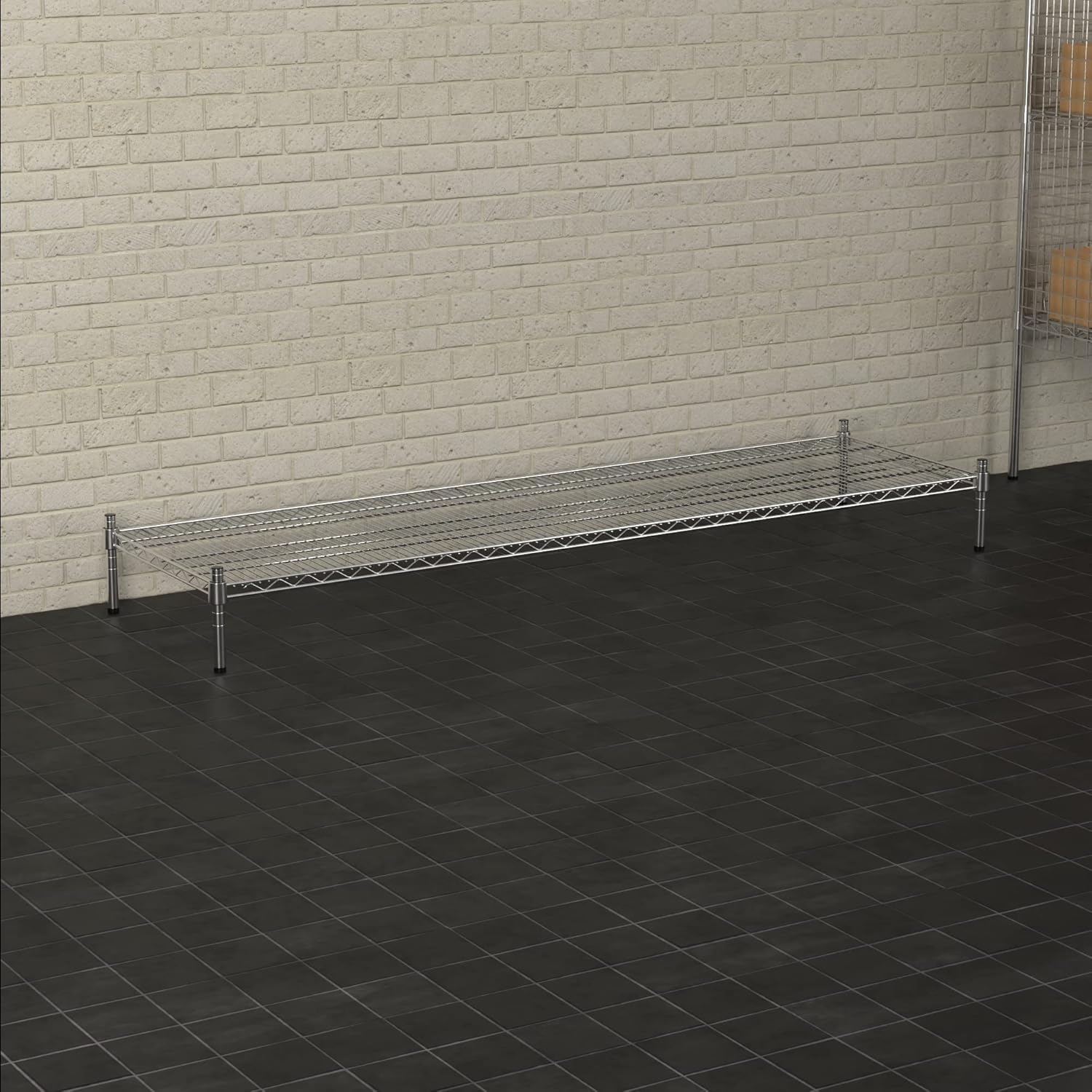 21" x 72" NSF Chrome Wire Stationary Dunnage Storage Rack with 8" Posts, Ideal for Commercial Kitchen, Home, Garage, Warehouse, Shelters